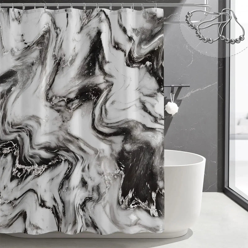 Rideau de Douche Effet Marbre en Tissu, 18 Motifs, 90 à 300 cm
