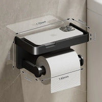 Porte-Papier Toilette avec Tablette Aluminium Noir ou Gris, 1 ou 2 Rouleaux