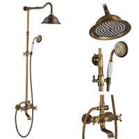 Colonne de Douche Rétro Laiton Antique ou Noir Mat, Pommeau Pluie 20 cm