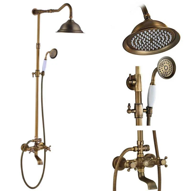 Colonne de Douche Rétro Laiton Antique ou Noir Mat, Pommeau Pluie 20 cm