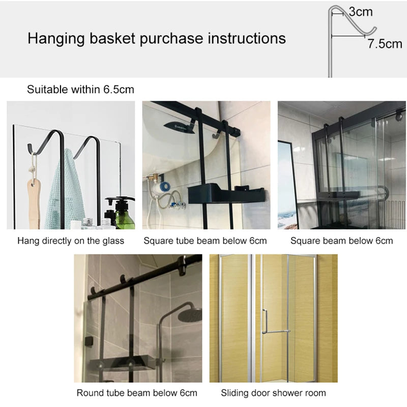 Étagère de Douche d'Angle Suspendue 2 ou 3 Niveaux
