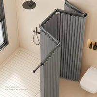 Barre Rideau de Douche Pliante, Gris ou Blanc, 4 ou 5 Plis