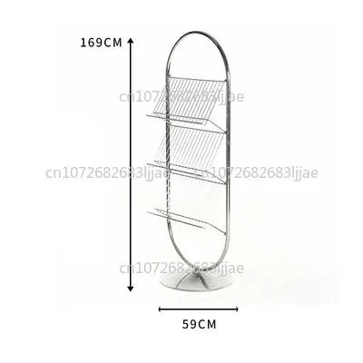 Miroir sur Pied Ovale Rotatif Inox 169 cm, 3 Articles à la Pièce