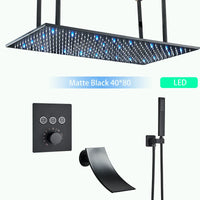 Douche Encastrable LED Plafond Cascade Noir Mat