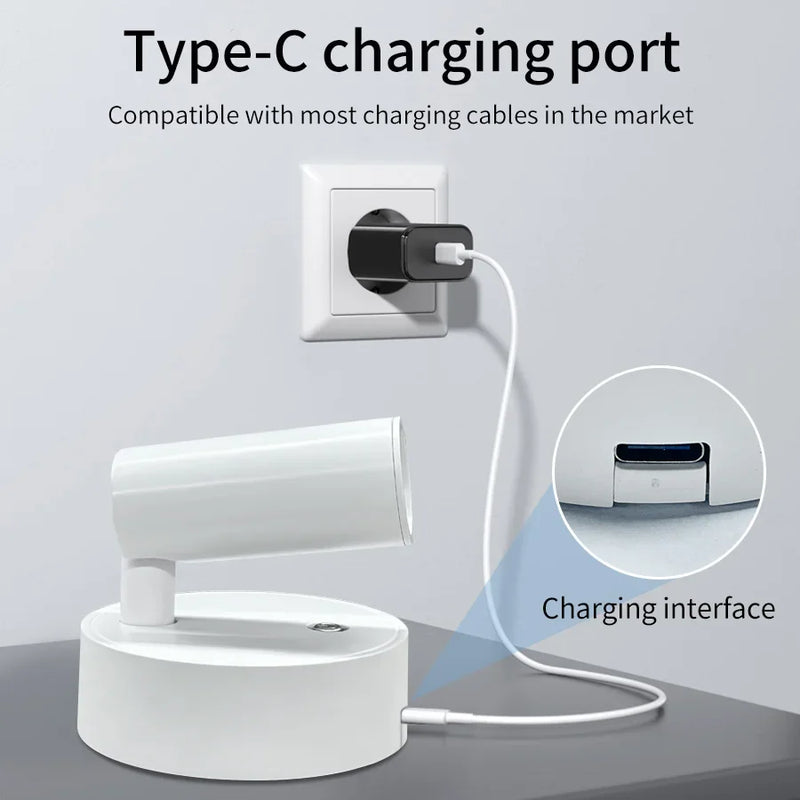 Applique Murale Sans Fil Rechargeable USB-C, Magnétique, Noire, Blanche ou Dorée