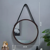 Miroir Mural Rond Bois Sans Perçage Bordure Épaisse