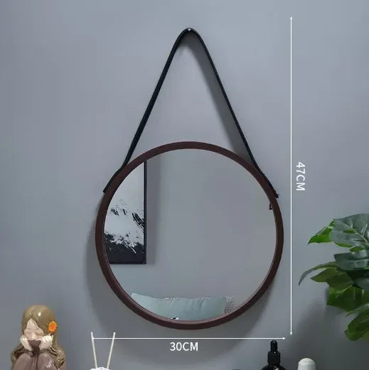 Miroir Mural Rond Bois Sans Perçage Bordure Épaisse