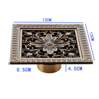 Bonde de Douche Carrée Laiton Vieilli Motifs Ciselés 12 cm
