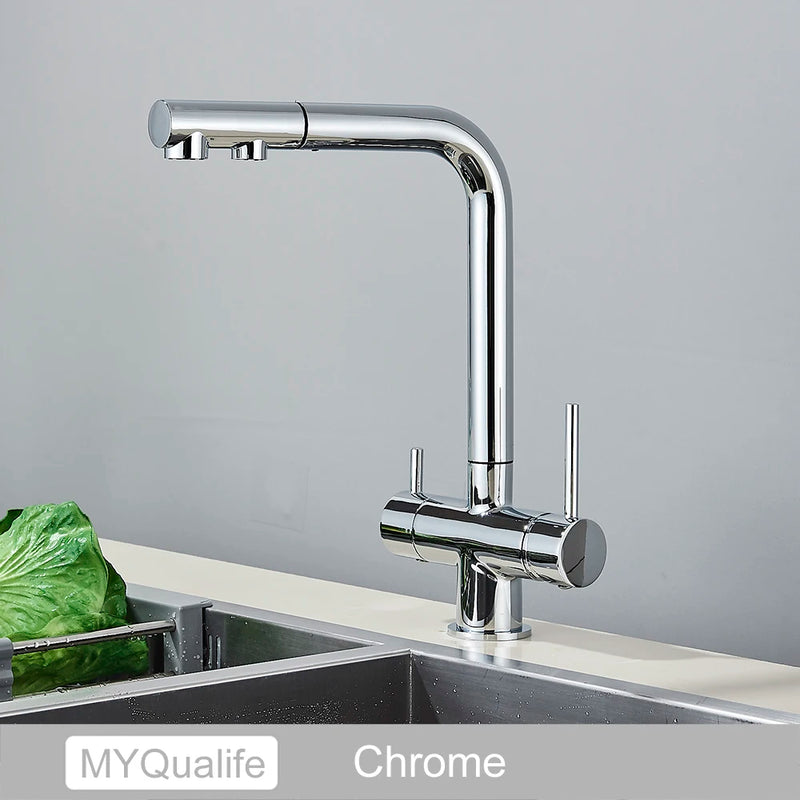 Mitigeur de Cuisine Filtrant Laiton Double Poignée Extractible