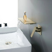 Robinet Mural Lavabo Cascade Encastré, Bec Plat, 4 Finitions