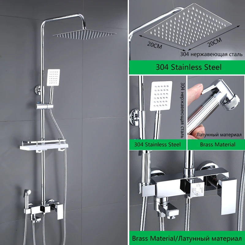 Douche Encastrable 3-4 Voies Noire ou Chromée