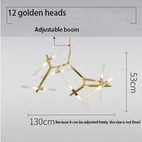 Suspension Cuisine Branches LED Doré ou Noir, 6 à 20 Lampes