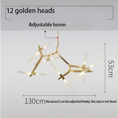 Suspension Cuisine Branches LED Doré ou Noir, 6 à 20 Lampes