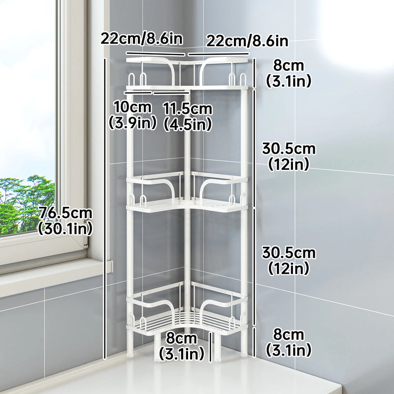 Étagère d'Angle Salle de Bain Métal sur Pied, 2 à 4 Niveaux