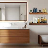 Étagère Murale Salle de Bain Noire et Noyer, 4 Longueurs