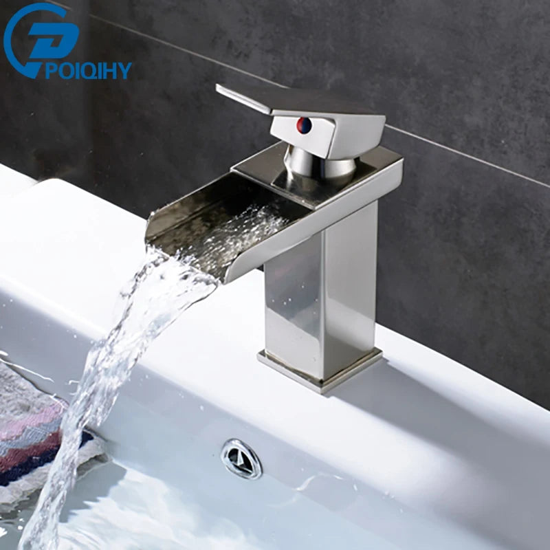 Mitigeur Lavabo Cascade Carré Noir Mat