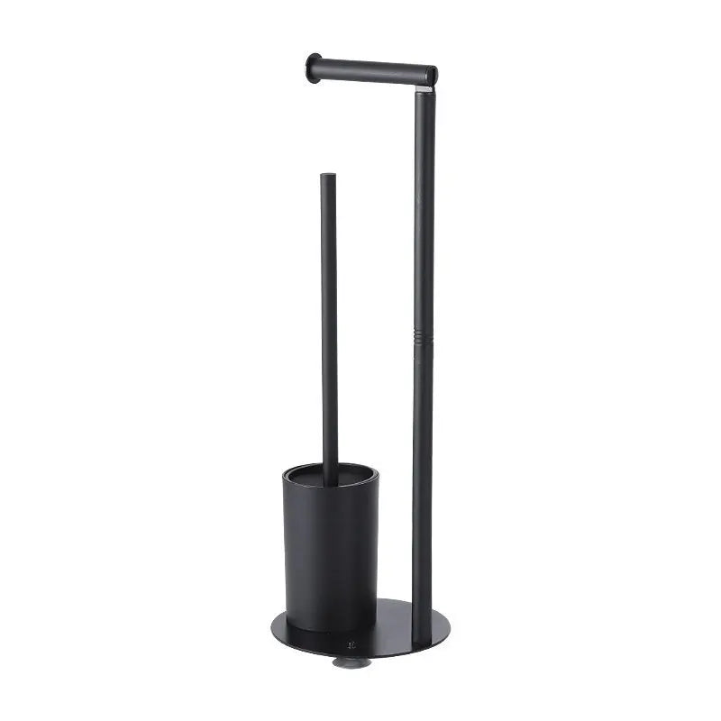 Porte-Papier Toilette sur Pied Noir, avec Réserve ou Porte-Brosse