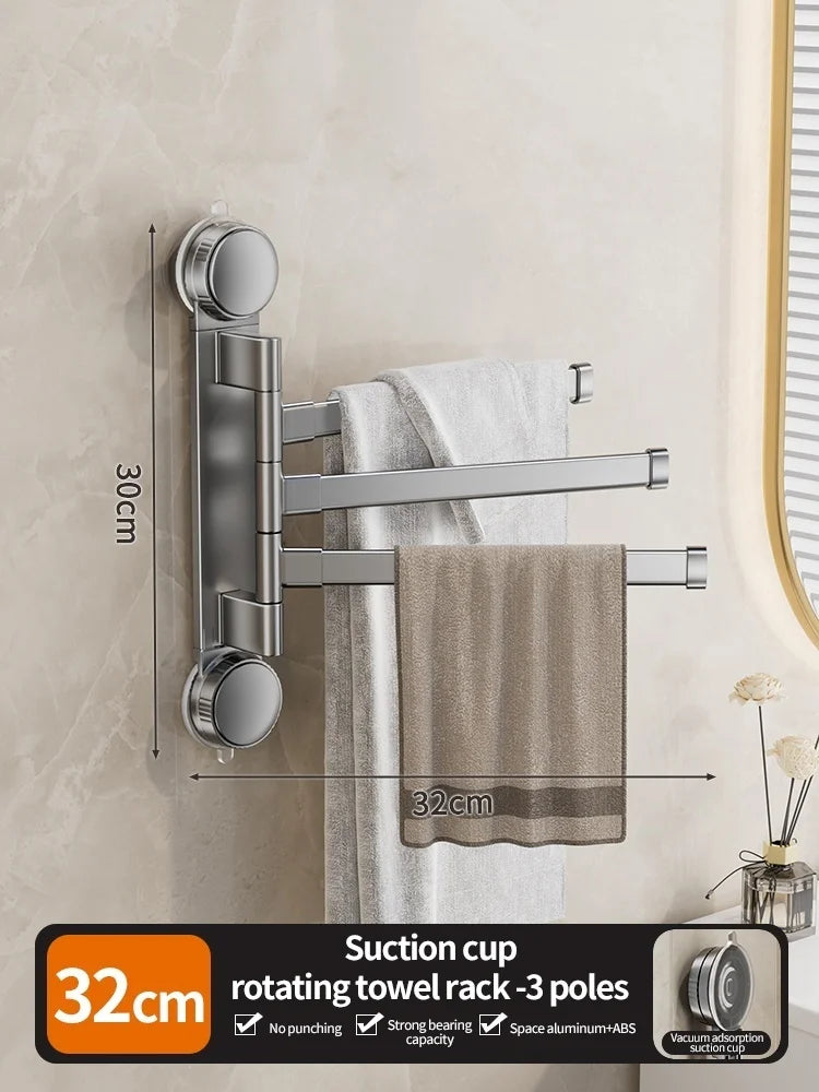 Porte-Serviette Rotatif Ventouse Pliable Aluminium
