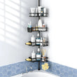 Étagère de Douche d'Angle Télescopique Noire 4 Niveaux, 110 à 305 cm