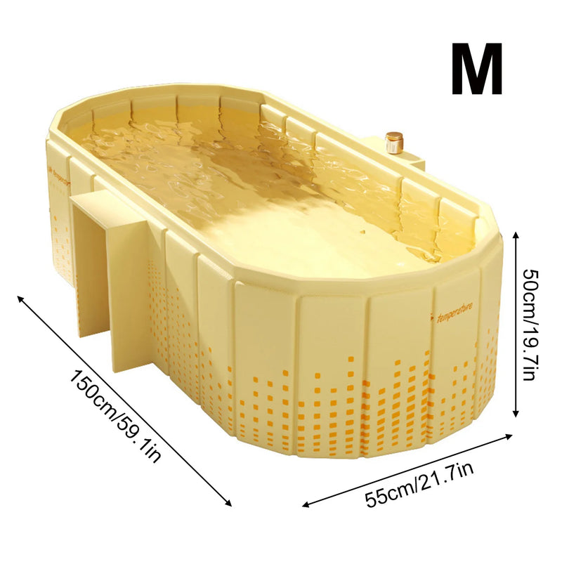 Baignoire Pliable Adulte Bleue ou Jaune, 120 ou 150 cm avec Vidange