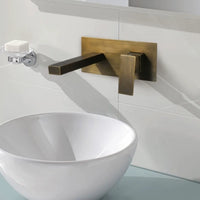 Robinet Mural Lavabo Bronze Antique à Platine, Bec Rond ou Carré