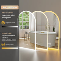 Miroir LED Salle de Bain Arche Anti-Buée avec Heure et Température