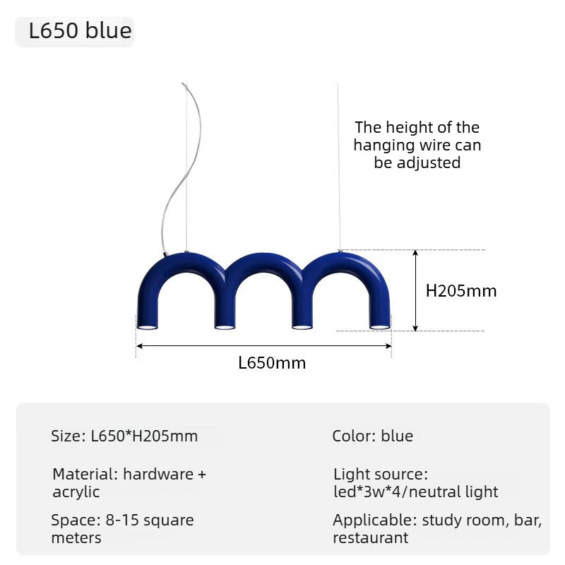 Suspension Cuisine LED Arches Colorées, 2 à 12 LED, 6 Coloris