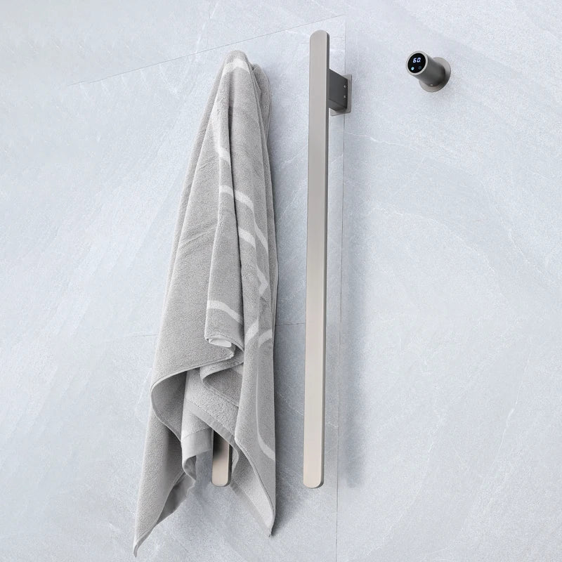 Sèche-Serviette Électrique Mural Vertical 1 à 3 Barres Plates Inox 84 cm
