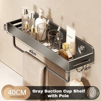 Étagère de Douche Grise Sans Perçage en Aluminium 50 cm