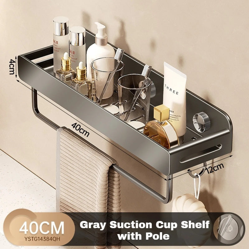 Étagère de Douche Grise Sans Perçage en Aluminium 50 cm