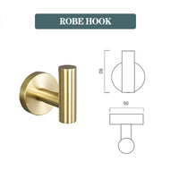 Accessoires Salle de Bain Doré Brossé Inox à la Pièce, 15 Articles