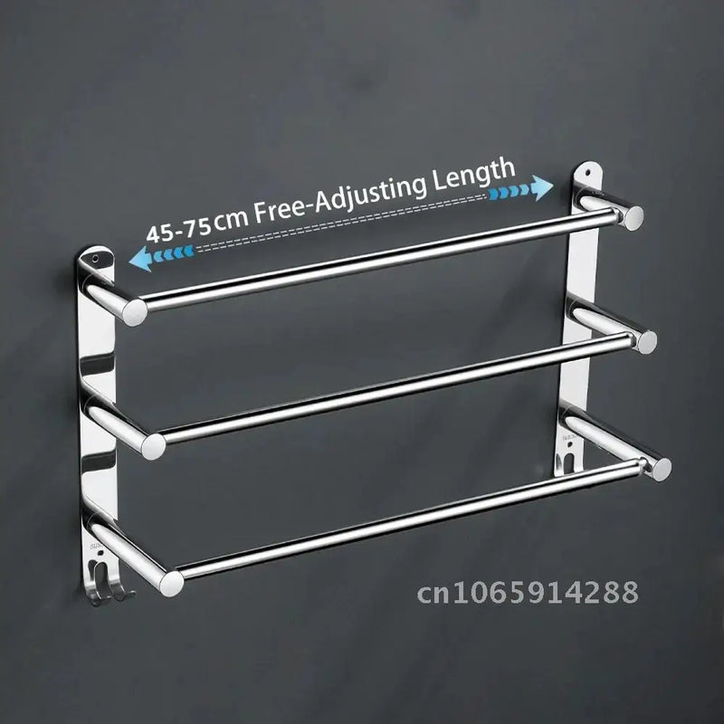 Porte-Serviette Télescopique Mural Inox Poli 45 à 75 cm