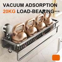 Étagère Salle de Bain à Ventouse Aluminium Gris, 30 à 50 cm