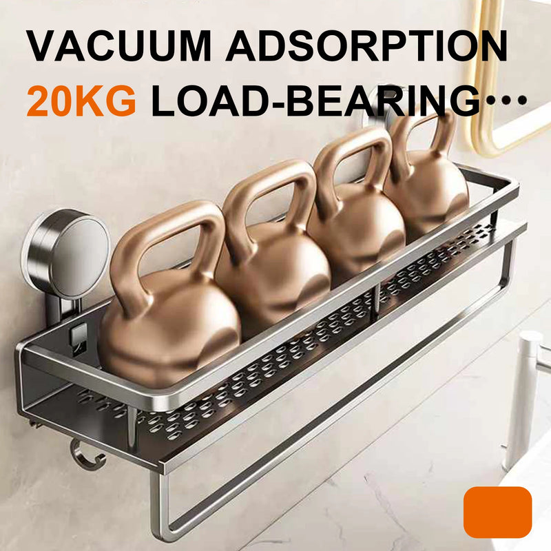 Étagère Salle de Bain à Ventouse Aluminium Gris, 30 à 50 cm