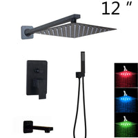 Douche Encastrable Noir Mat Pluie Carrée 20 à 40 cm avec Douchette