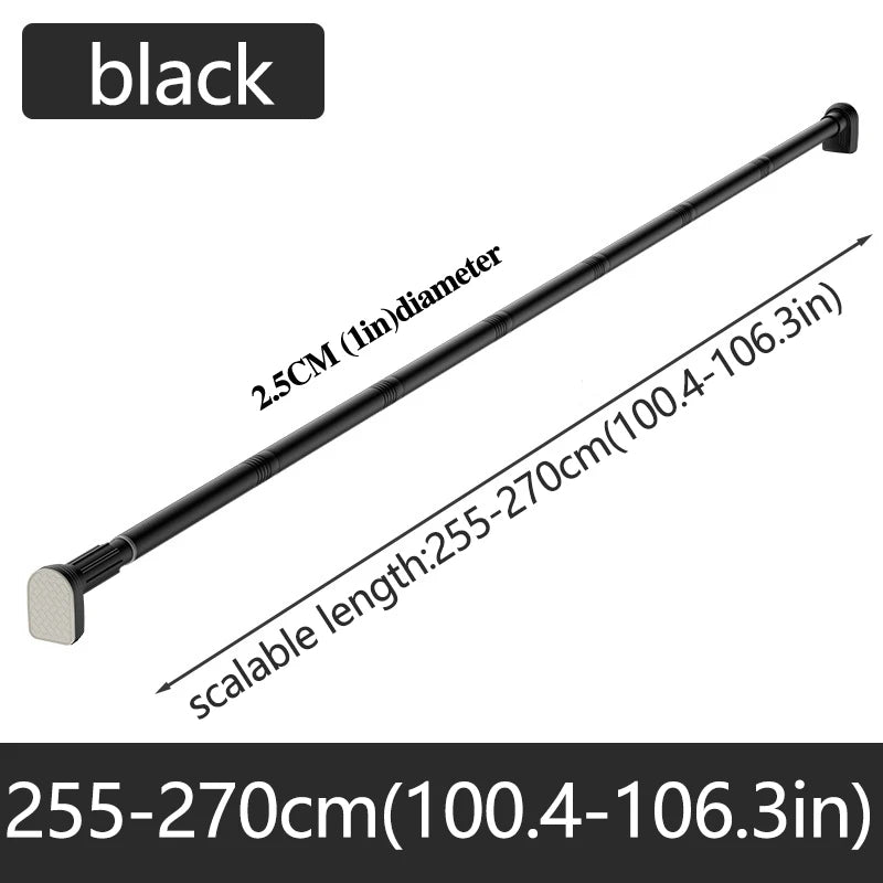 Barre Rideau de Douche Télescopique Inox, Noire ou Argentée, 80 à 270 cm