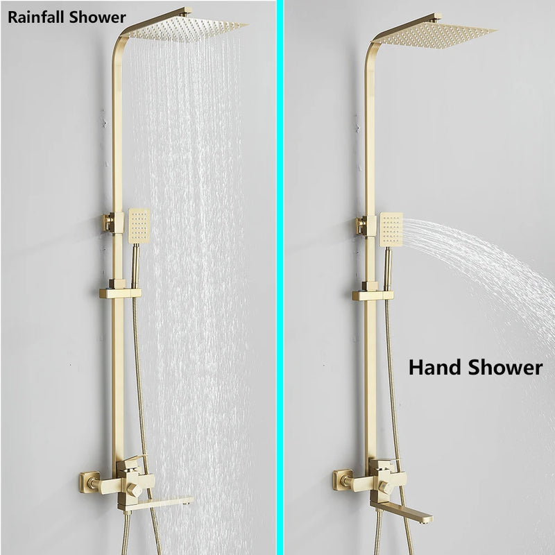 Colonne de Douche Pluie Dorée avec Robinet de Baignoire 25 cm