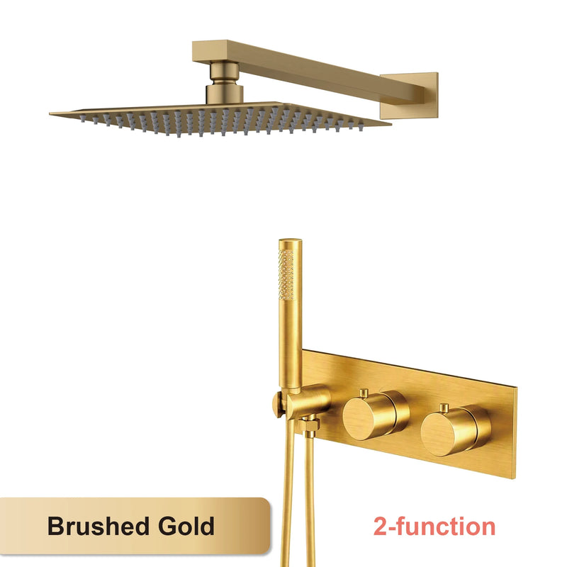 Douche Encastrable Thermostatique Pomme de Pluie Carrée, Plafond ou Mural, 4 Finitions