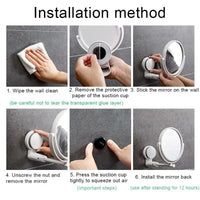Miroir Salle de Bain Rond Pliant à Ventouse Blanc 15 cm