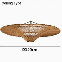 Suspension Cuisine Rotin Chapeau de Paille Wabi-Sabi, Ø 60 à 120 cm