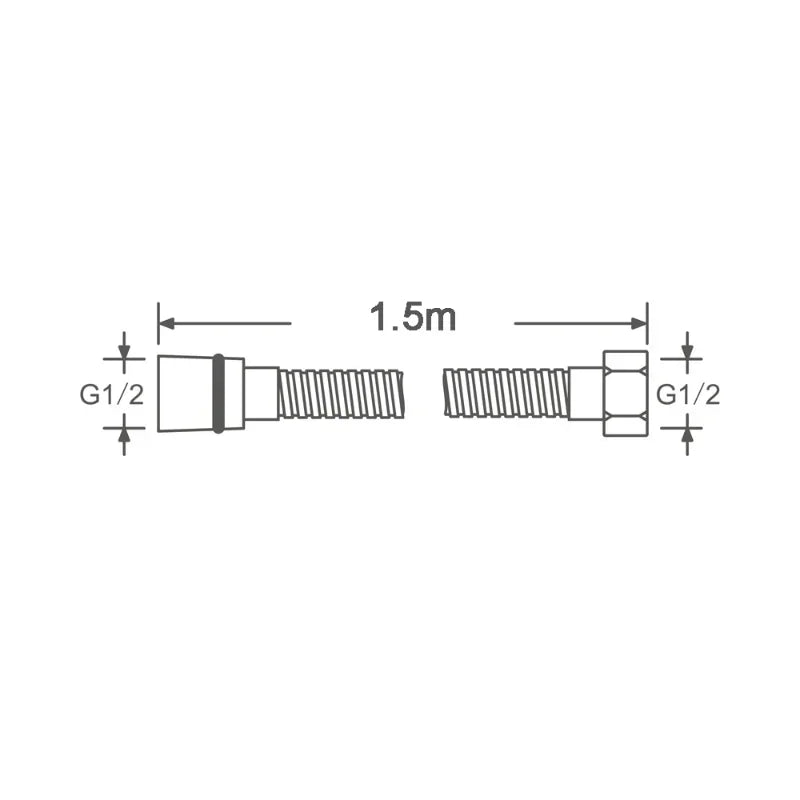 Flexible de Douche Noir ou Argenté 1,5 m, Raccords G1/2