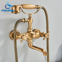 Robinet Baignoire Douche Laiton Antique, avec Douchette