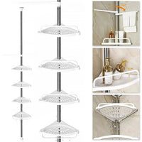 Étagère d'Angle de Douche Télescopique 4 Niveaux Sol-Plafond