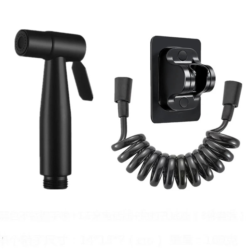 Douchette WC Inox Noire ou Brossée avec Flexible Spiralé 1,5 m