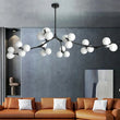 Lustre Suspension Cuisine Branches et Globes de Verre, Doré ou Noir