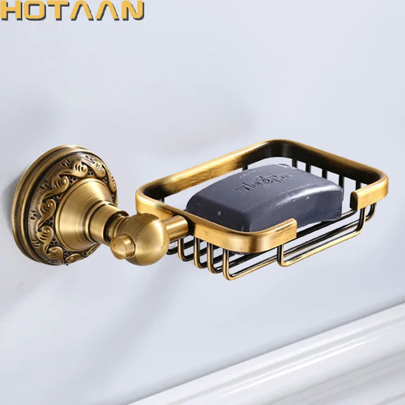 Porte-Savon Mural Rétro Panier en Aluminium Laiton Vieilli