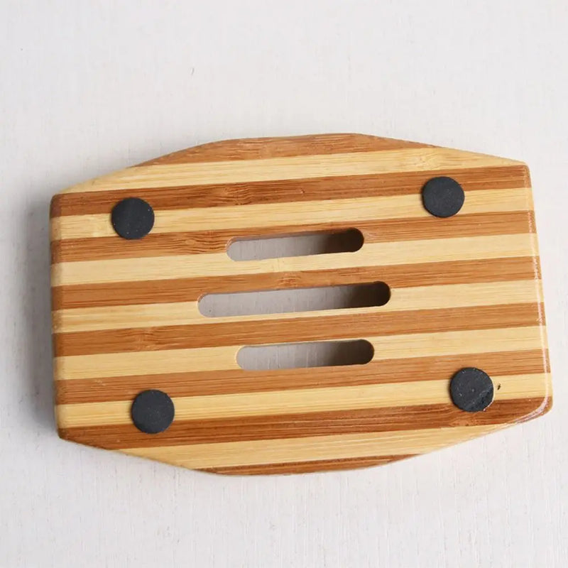 Porte-Savon en Bambou Naturel, 12 Modèles Ronds, Ovales ou Rectangulaires