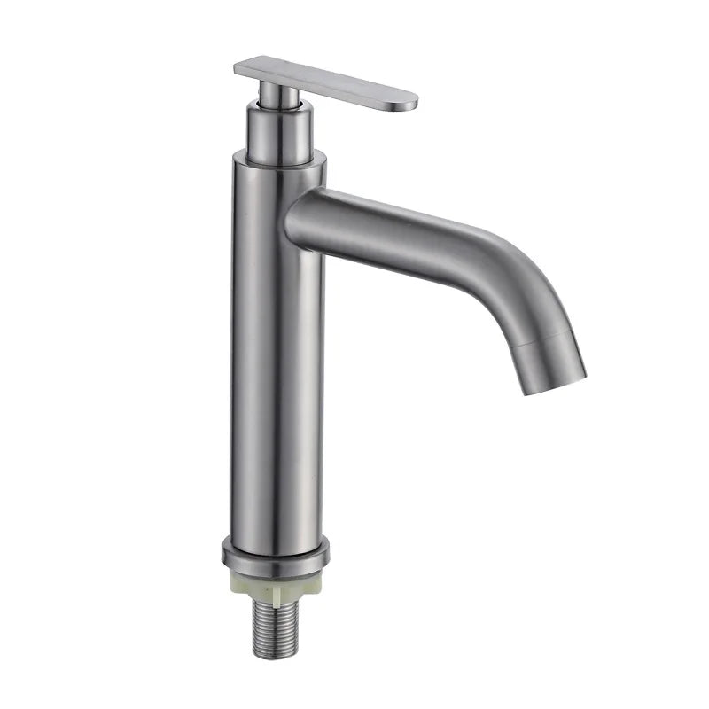 Robinet Lave-Main Eau Froide Inox 304, 6 Versions, Bec Courbe ou Droit