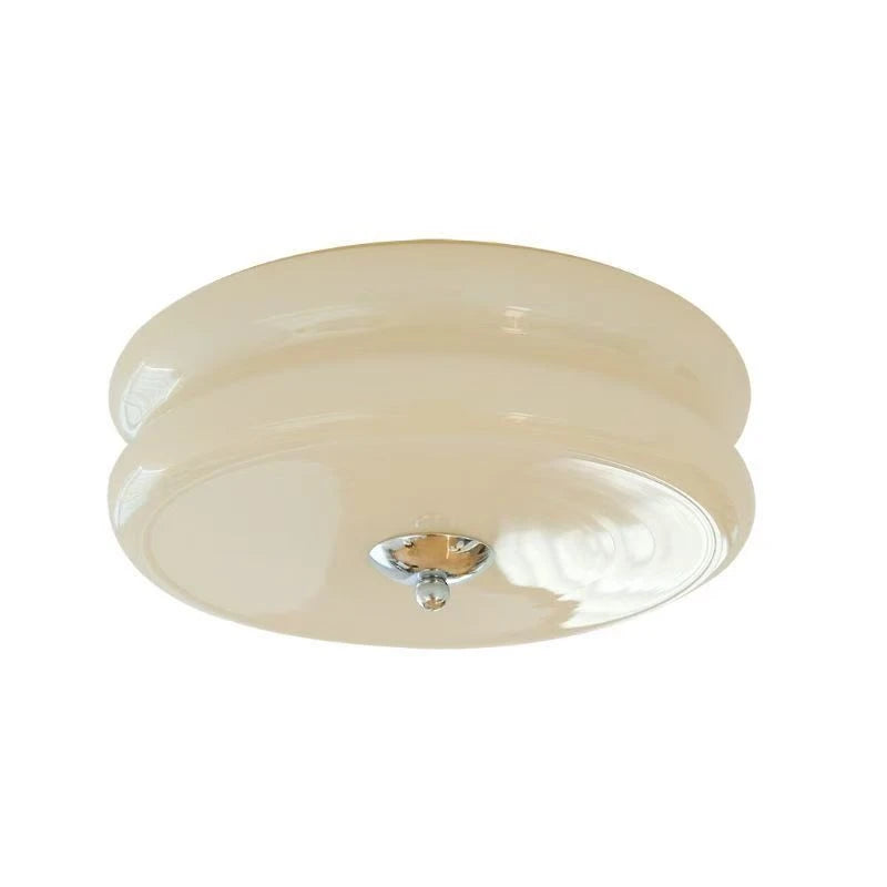 Plafonnier Cuisine en Verre Laiteux Rétro, Blanc ou Crème, Ø 32 ou 40 cm
