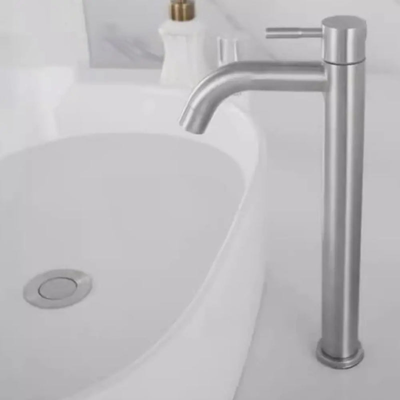 Robinet Lave-Main Haut Eau Froide Inox 304 Noir ou Brossé, 30,5 cm